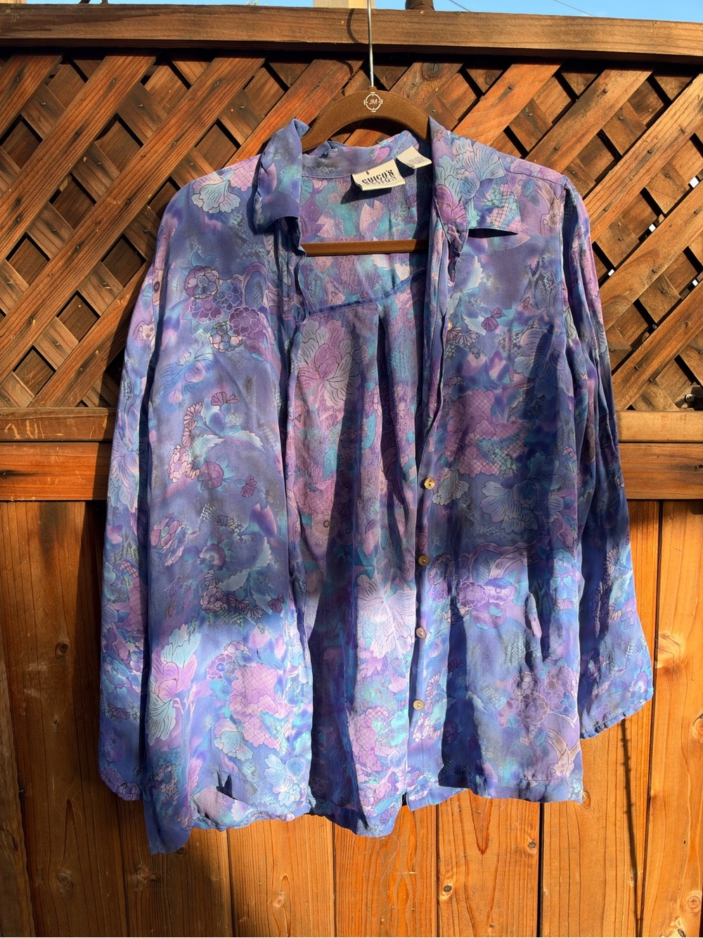 Silky Floral Button-Front Jacket - Purple Multi